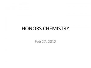 HONORS CHEMISTRY Feb 27 2012 Brain Teaser Cu