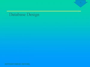 1 Database Design ASPPDATABASE DESIGN 2 Objectives Define