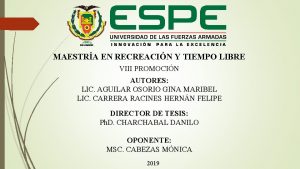 MAESTRA EN RECREACIN Y TIEMPO LIBRE VIII PROMOCIN