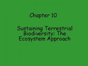 Chapter 10 Sustaining Terrestrial Biodiversity The Ecosystem Approach