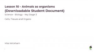 Lesson 10 Animals as organisms Downloadable Student Document