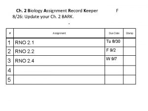 Ch 2 Biology Assignment Record Keeper 826 Update