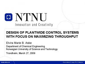 1 DESIGN OF PLANTWIDE CONTROL SYSTEMS WITH FOCUS