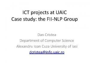 ICT projects at UAIC Case study the FIINLP