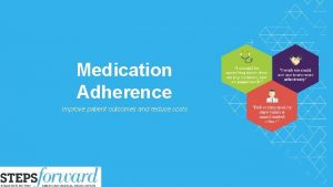 Medication Adherence Improve patient outcomes and reduce costs