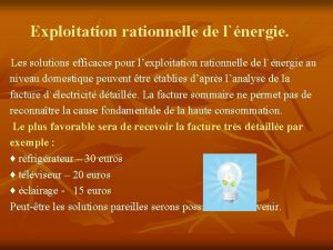 Exploitation rationnelle de lnergie Les solutions efficaces pour