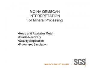 MOINA QEMSCAN INTERPRETATION For Mineral Processing Head and