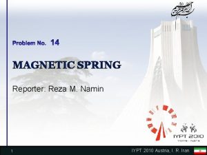 MAGNETIC SPRING Reporter Reza M Namin 1 IYPT