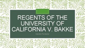 REGENTS OF THE UNIVERSITY OF CALIFORNIA V BAKKE