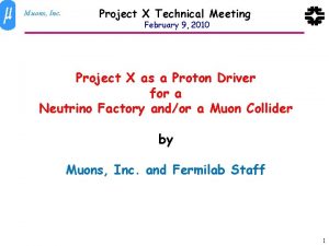 Muons Inc Project X Technical Meeting February 9