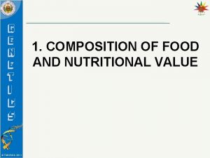 1 COMPOSITION OF FOOD AND NUTRITIONAL VALUE TANUVAS