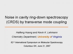 Noise in cavity ringdown spectroscopy CRDS by transverse