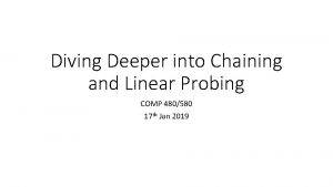 Diving Deeper into Chaining and Linear Probing COMP