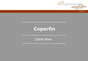 200202 Coperfin Quick Wins Contenu 200202 Mthodologie de