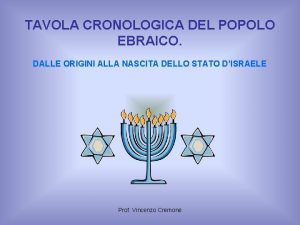 TAVOLA CRONOLOGICA DEL POPOLO EBRAICO DALLE ORIGINI ALLA