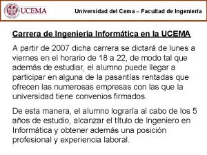 Universidad del Cema Facultad de Ingeniera Carrera de