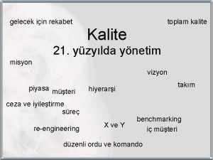 gelecek iin rekabet toplam kalite Kalite 21 yzylda