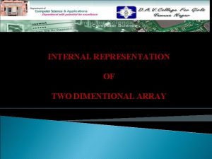 INTERNAL REPRESENTATION OF TWO DIMENTIONAL ARRAY Topics To