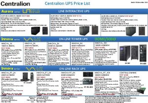 Centralion UPS Price List Aurora series LINE INTERACTIVE