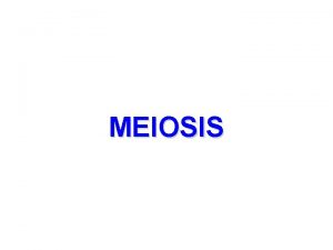 MEIOSIS Organisms that reproduce Sexually are made up