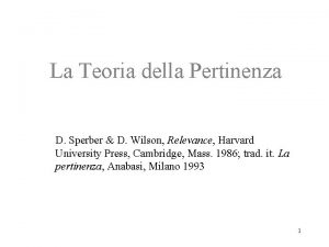 La Teoria della Pertinenza D Sperber D Wilson