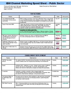 IBM Channel Marketing Speed Sheet Public Sector Channel