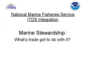 National Marine Fisheries Service ITDS Integration Marine Stewardship