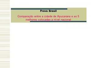 Prova Brasil Comparao entre a cidade de Apucarana