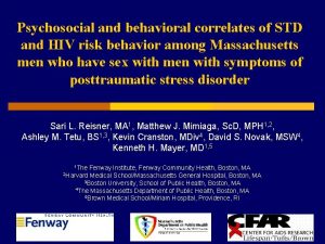 Psychosocial and behavioral correlates of STD and HIV