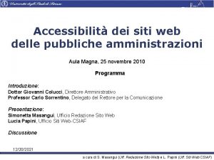 Accessibilit dei siti web delle pubbliche amministrazioni Aula