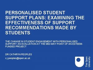 PERSONALISED STUDENT SUPPORT PLANS EXAMINING THE EFFECTIVENESS OF
