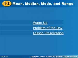 1 2 Mean Median Mode and Range Warm