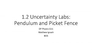 1 2 Uncertainty Labs Pendulum and Picket Fence