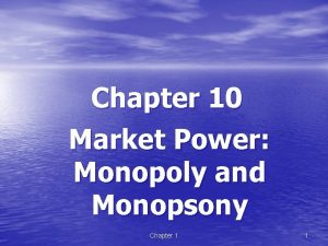 Chapter 10 Market Power Monopoly and Monopsony Chapter