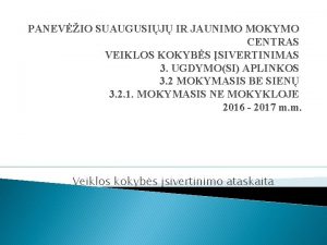 PANEVIO SUAUGUSIJ IR JAUNIMO MOKYMO CENTRAS VEIKLOS KOKYBS