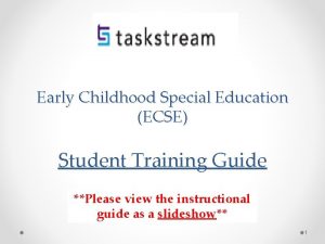 Early Childhood Special Education ECSE Student Training Guide