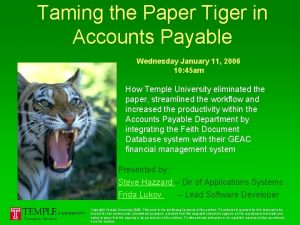 Taming the Paper Tiger in Accounts Payable Wednesday