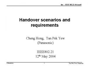 doc IEEE 802 21 04xxxr 0 Handover scenarios