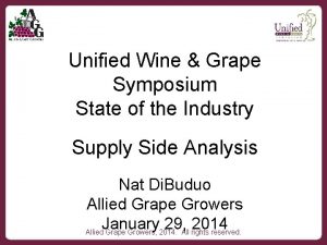 Unified Wine Grape Symposium State of the Industry