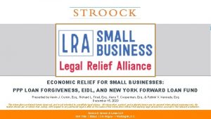 ECONOMIC RELIEF FOR SMALL BUSINESSES PPP LOAN FORGIVENESS