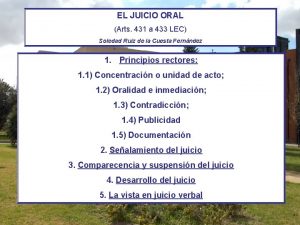 EL JUICIO ORAL Arts 431 a 433 LEC