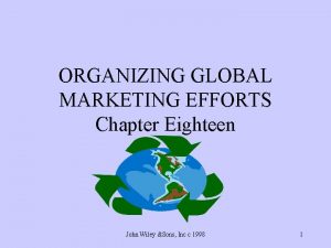 ORGANIZING GLOBAL MARKETING EFFORTS Chapter Eighteen John Wiley