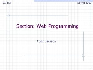 Spring 2007 CS 155 Section Web Programming Collin
