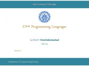 Sharif University of Technology C Programming Languages Lecturer