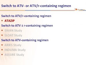 Switch to ATV or ATVrcontaining regimen Switch to