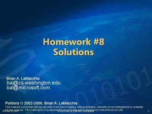 Homework 8 Solutions Brian A La Macchia balcs