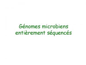 Gnomes microbiens entirement squencs Gnomes microbiens procaryotes 1995