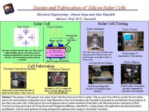 Design and Fabrication of Silicon Solar Cells Electrical