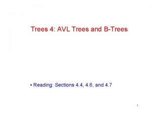 Trees 4 AVL Trees and BTrees Reading Sections