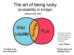 The art of being lucky probability in bridge